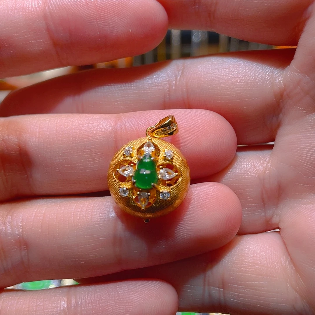 翡翠银S925镶嵌吊坠(不含链)