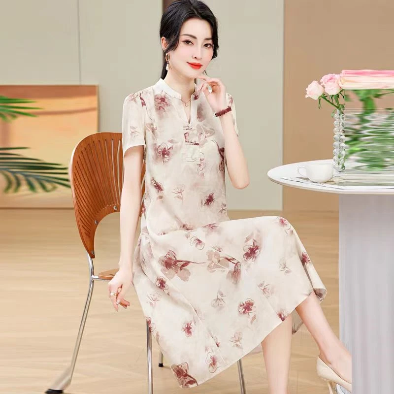 【阿芝专属】9519夏季新款新中式国风盘扣旗袍减龄连衣裙女C21-1-4