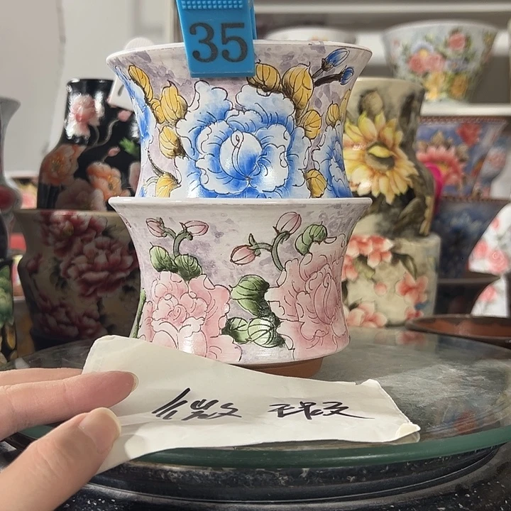 景德镇幸运花盆手绘韩式花盆