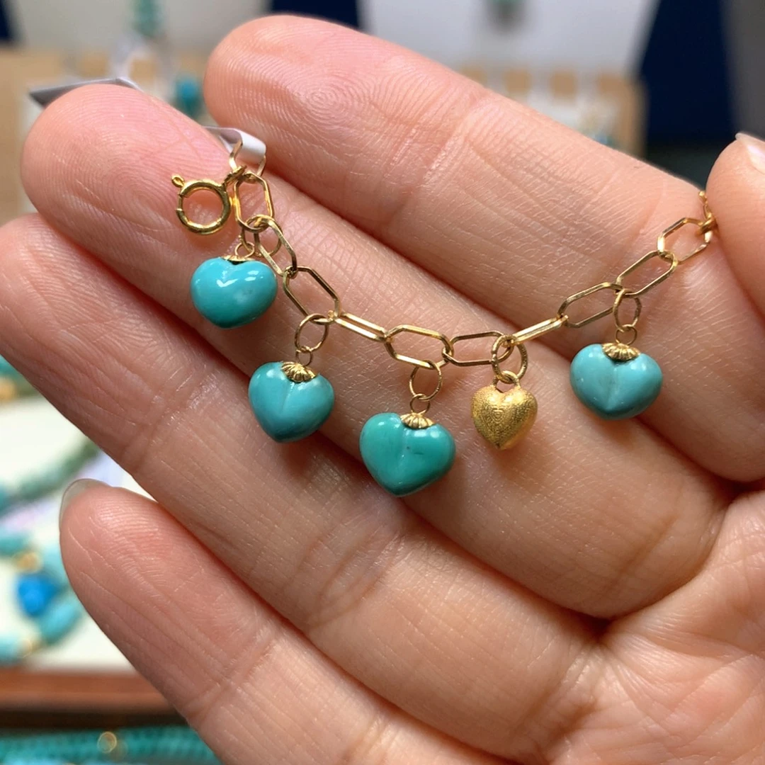 绿松石18K金镶嵌半链