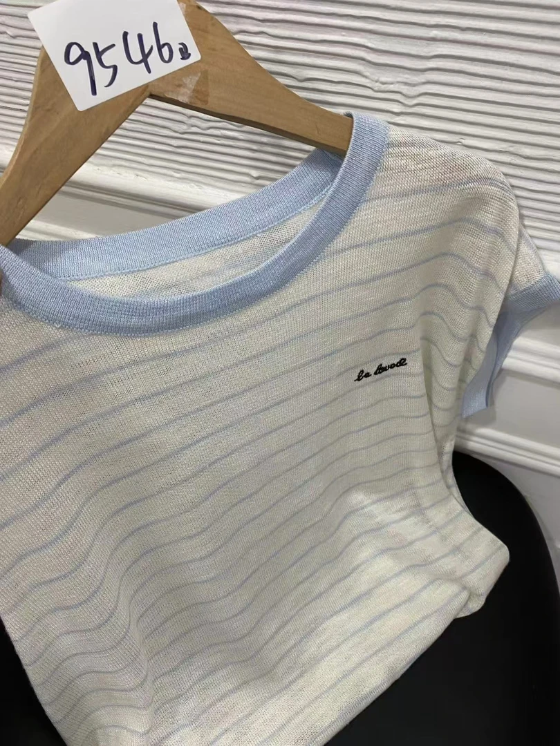 BIAORAN/标冉2025春季新款休闲百搭条纹针织上衣9546