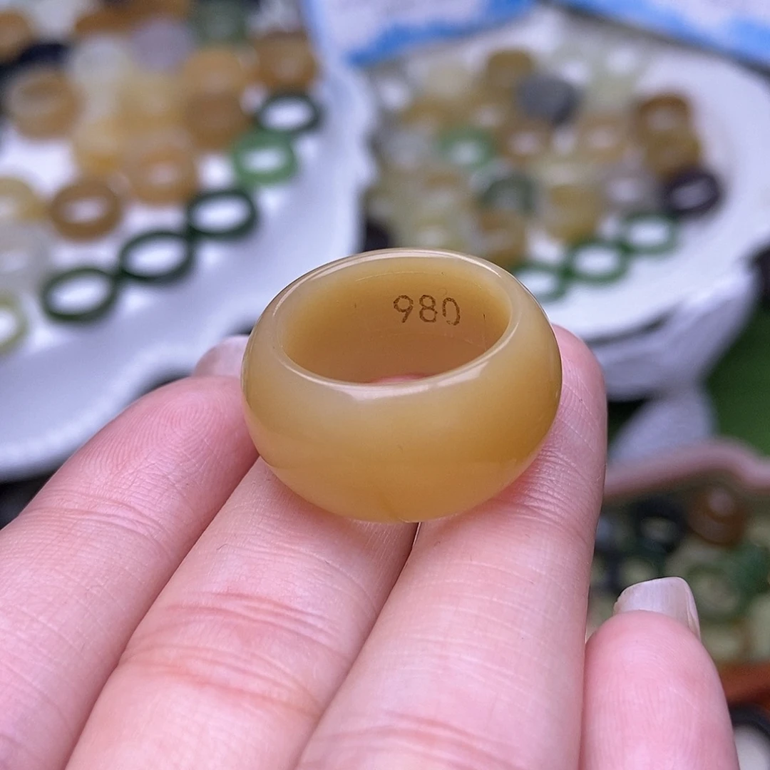 未镶嵌戒指和田玉18金橘糖