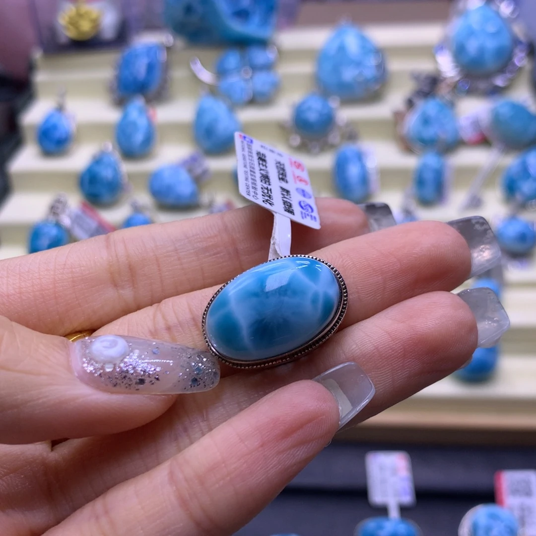 未镶嵌针钠钙石（海纹石）颈饰精品蛋面魔盒