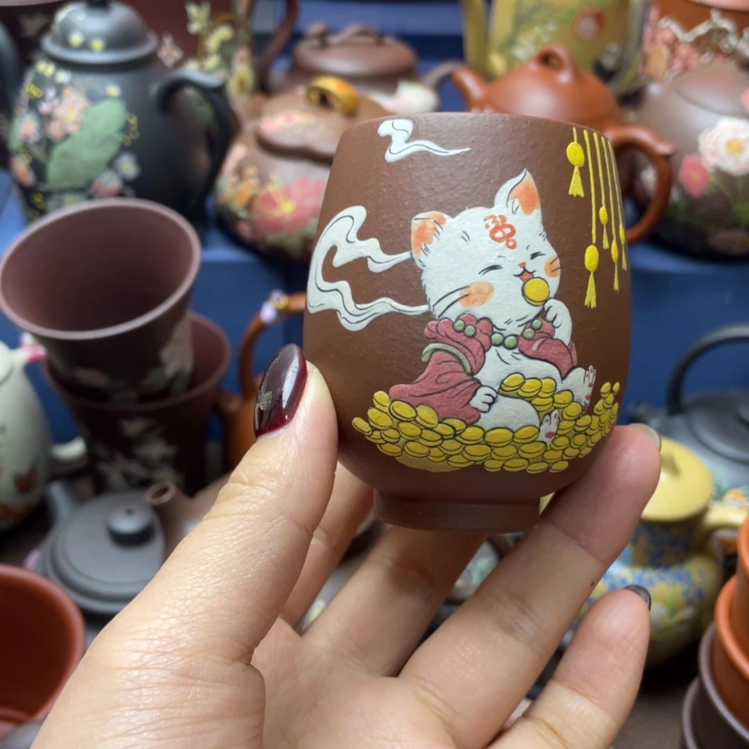 茶杯红泥紫砂主人杯100cc