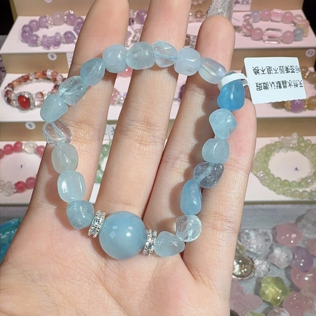 水晶手串未镶嵌海蓝宝