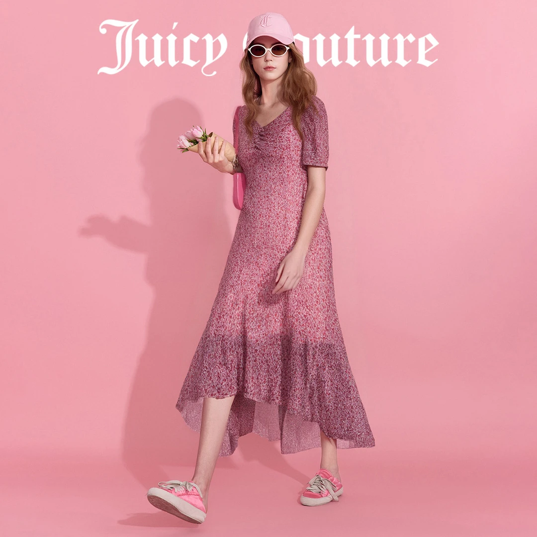 Juicy Couture 橘滋碎花连衣裙2025夏季新款长裙