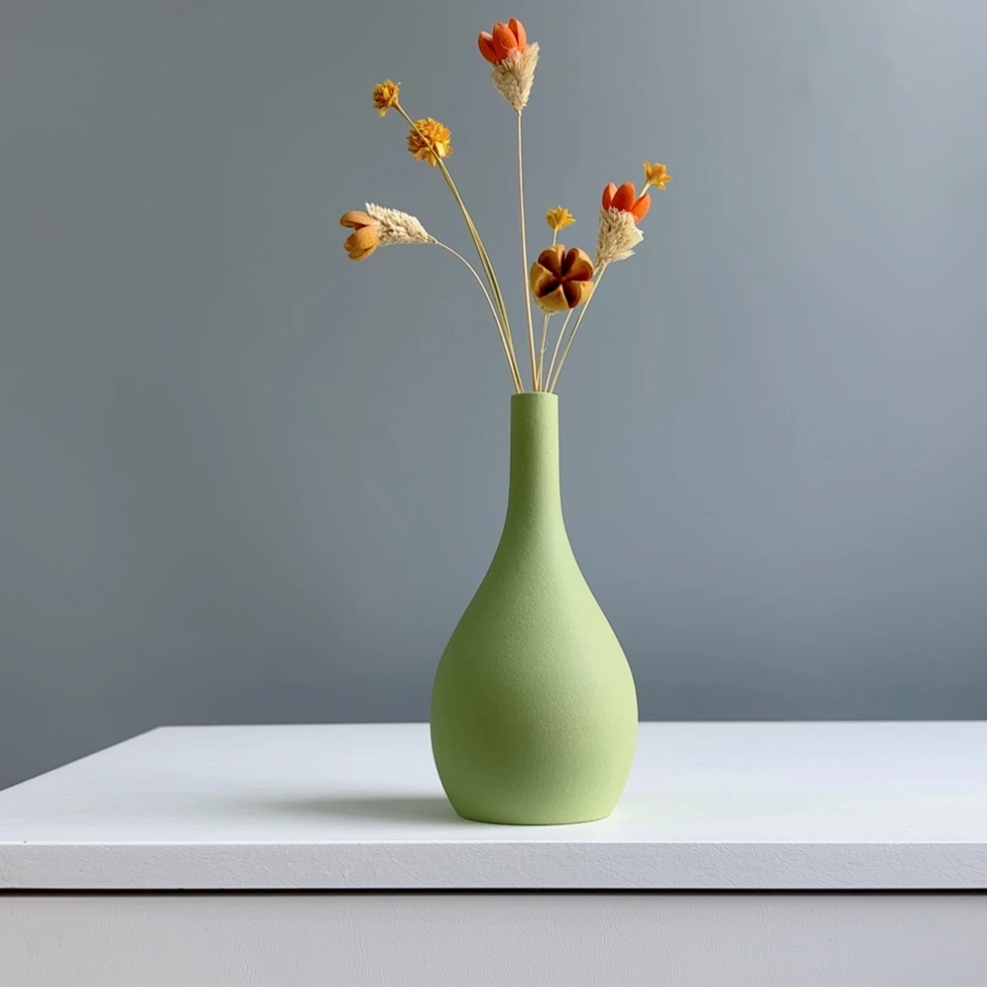 摆件陶瓷小花瓶摆件含花总约20-30cm