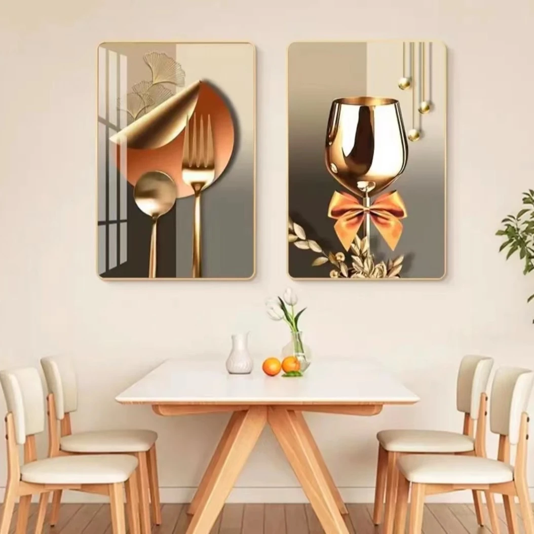 M003餐厅两联装饰画饭厅酒店包间简约经典挂画民宿工装大气壁画