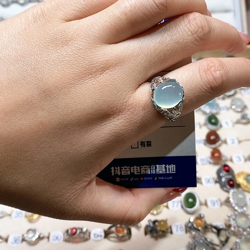 【闪购商品】岫玉戒指银S925镶嵌⭐****?