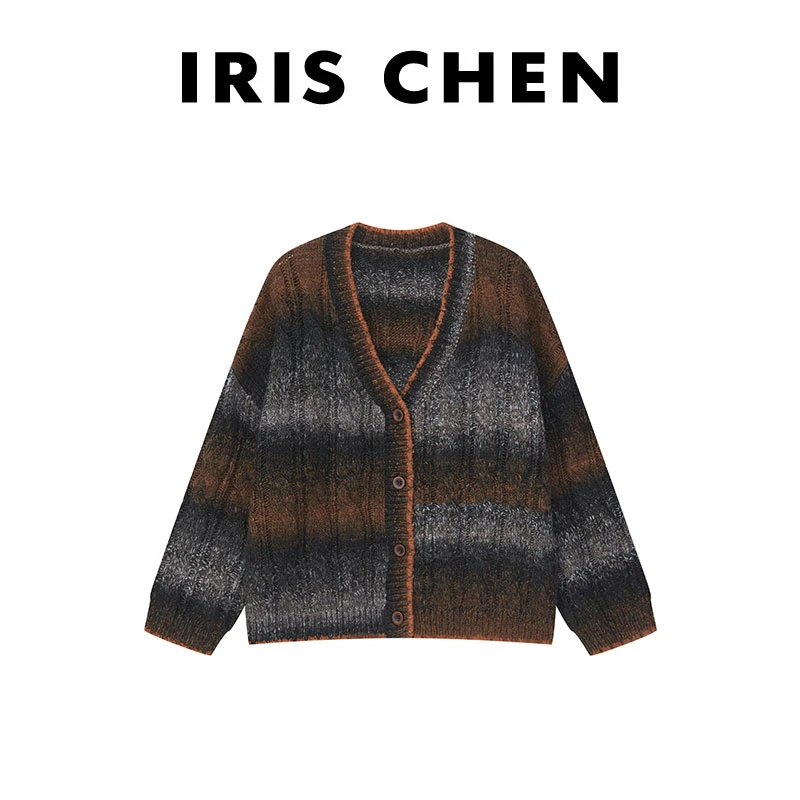 IRIS CHEN 诺丁山 25秋冬“羊驼羊毛830g”渐变保暖针织开衫25WT914