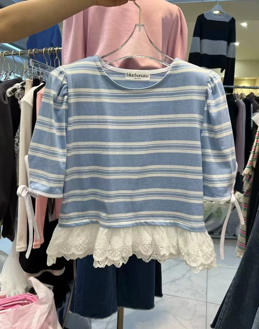 路一.韩国 Seoul   蓝色香蕉   条纹短袖 DP20250213041