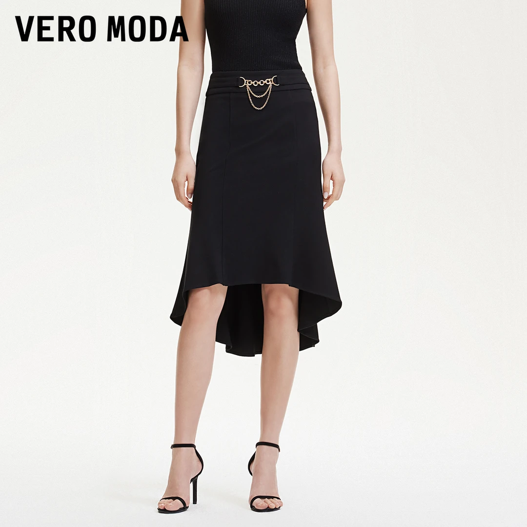 Vero Moda半身裙【黑金鱼尾】新款设计感老钱雅致气质325116045