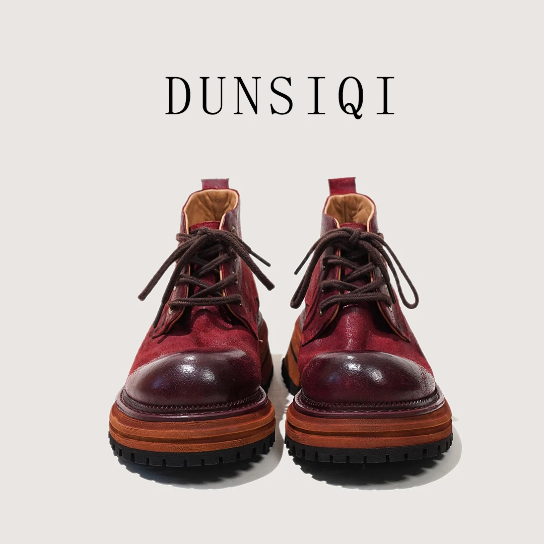 【DUNSIQ】T025手工马臀皮短靴男女同款欧美风户外休闲马丁靴经典款