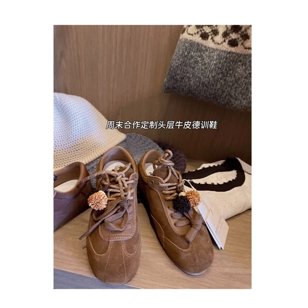 【周末合作自制】2025秋冬复古头层牛皮女款休闲鞋垫德训设计款德训