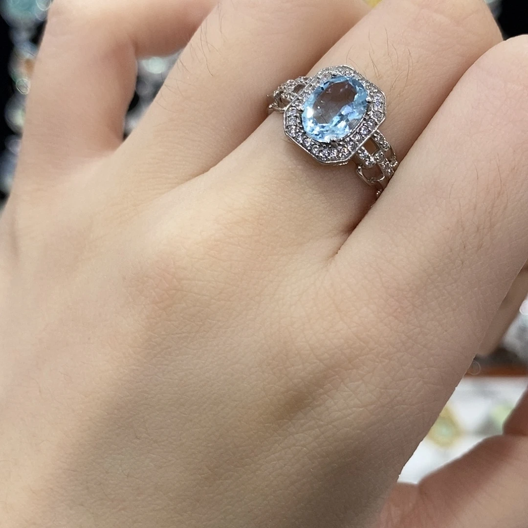 戒指托帕石银S925镶嵌