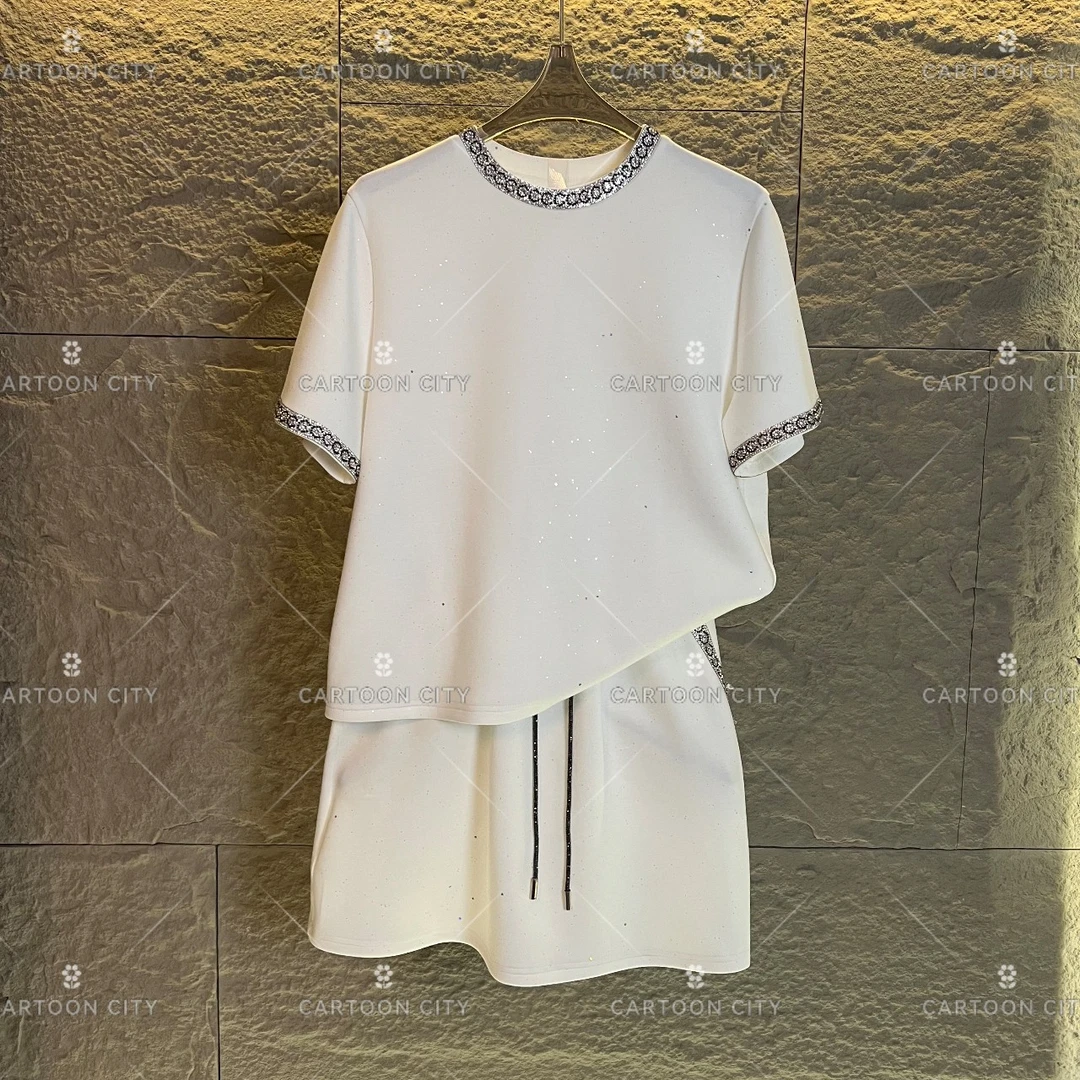 豆豆WMA-A26设计师款丨满天星宽松版夏季短袖T恤短裤时尚套装