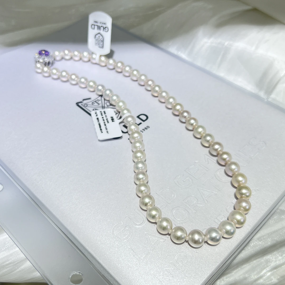 mmmm/金魅S925淡水 正圆无核曼塔7-8.5mm珍珠项链 吉尔德五星