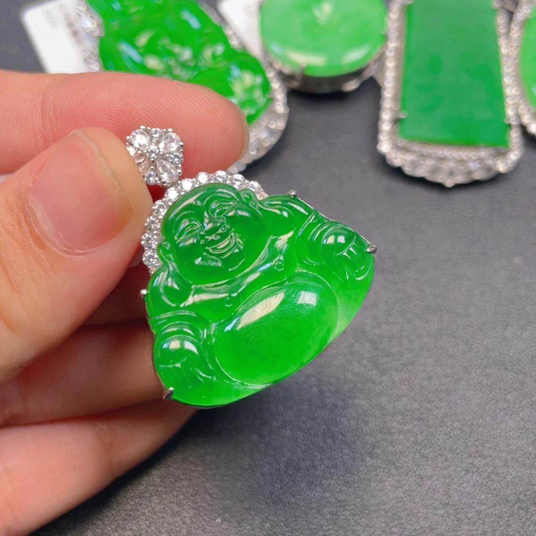 吊坠(不含链)银S925镶嵌翡翠