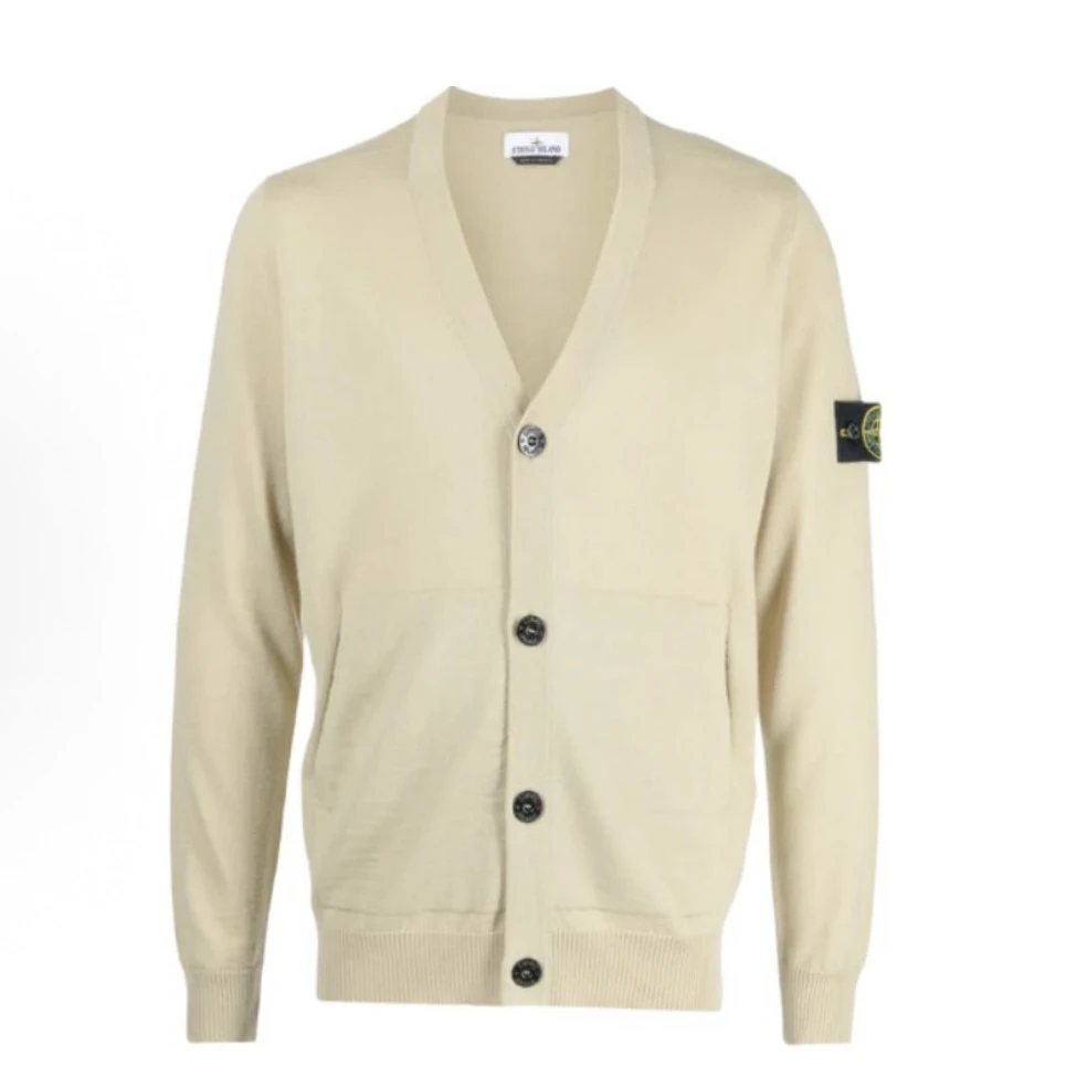 95新 STONE ISLAND 米色纯色侧标针织衫XXL码