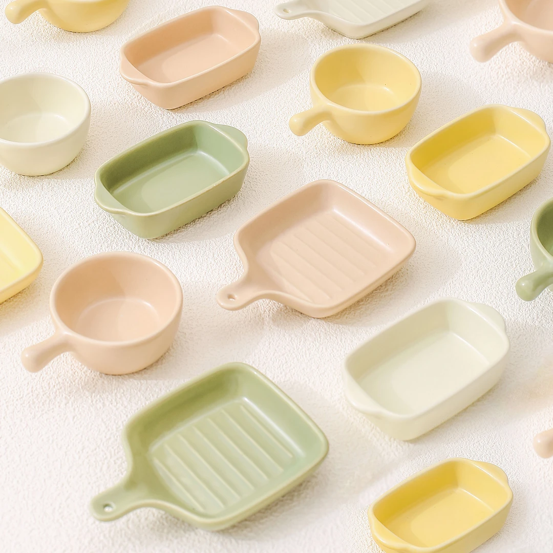 奶油风仓鼠食盆小碟子陶瓷厚重防翻金丝熊花枝鼠刺猬喂食器