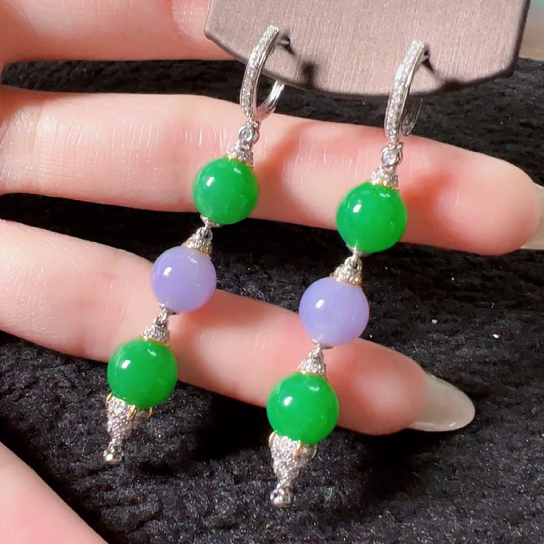 翡翠18K金镶嵌耳饰签收后24小时鉴赏期，过时不退