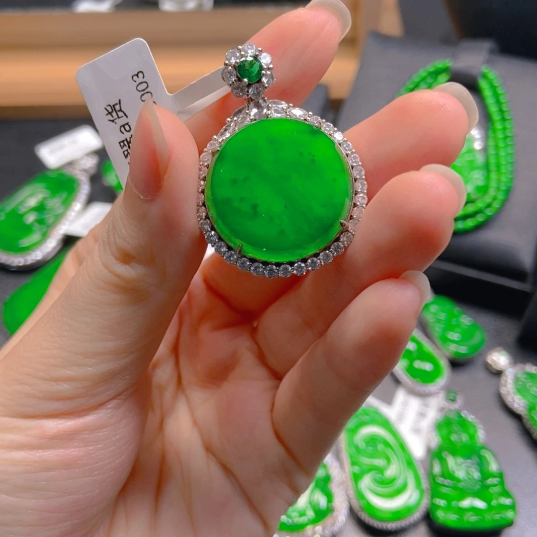 翡翠银S925镶嵌吊坠(不含链)