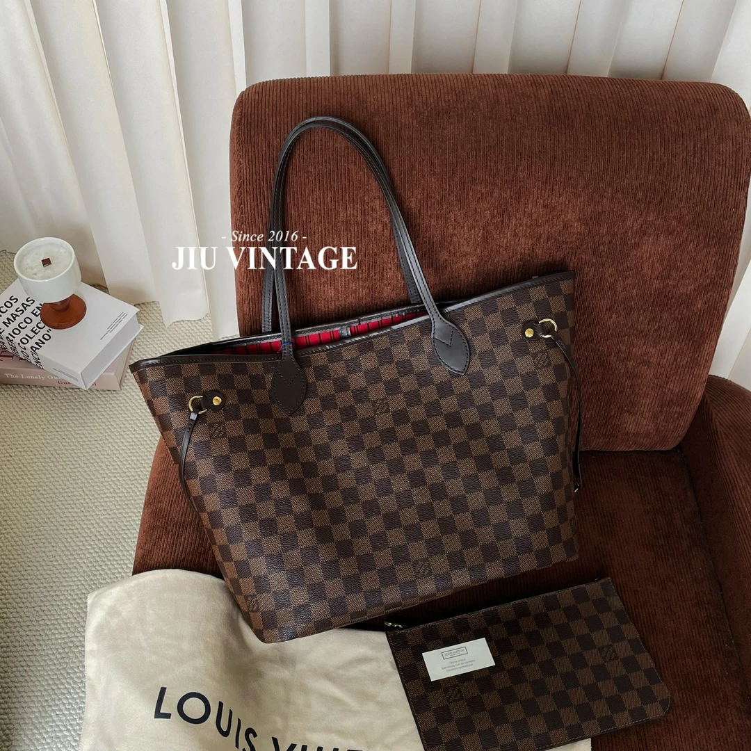 99新 LouisVuitton/路易威登 neverfull中号棋盘格JM7-3769