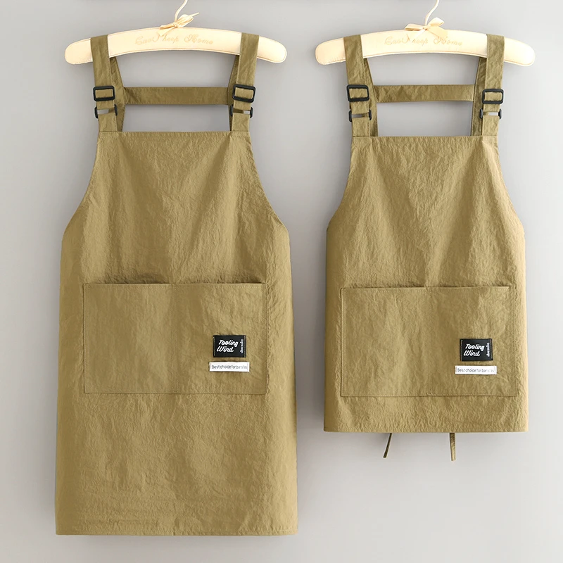 新款防泼水工装围裙家用厨房做饭围腰定制餐饮专用成人简约工作服