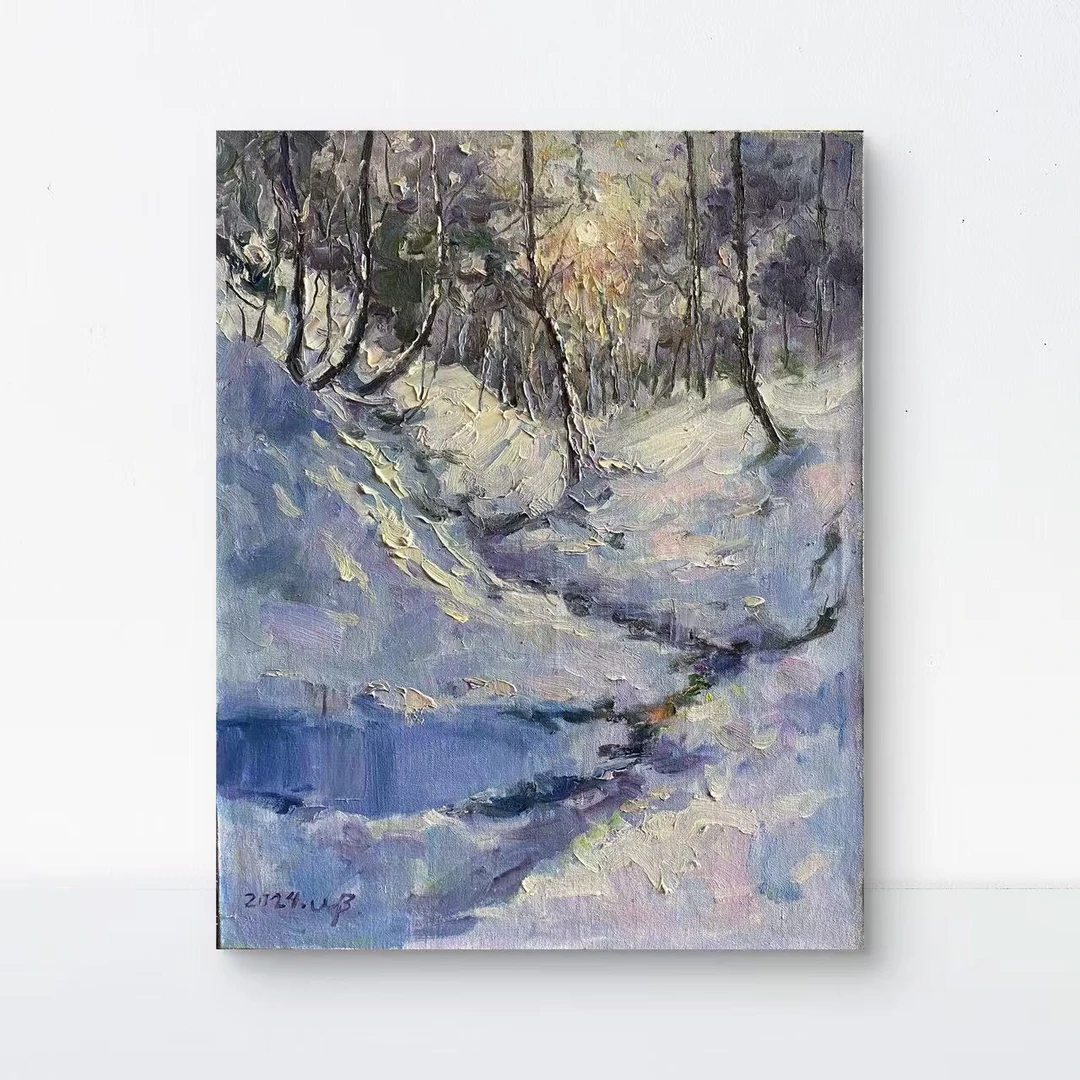 王彬《雪后日光》布面油画70×90CM