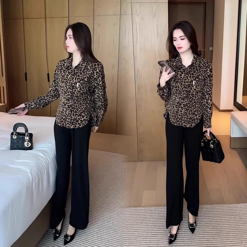 女装豹纹衬衫2025年早春装新款时尚减龄小衫洋气春秋显瘦长袖上衣
