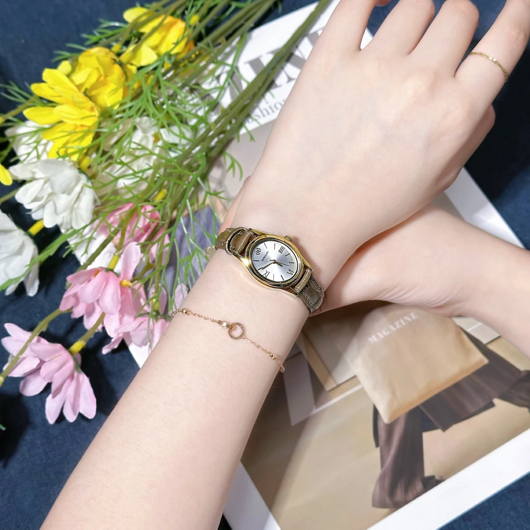 精致女款轻奢鹅蛋手表瑞士品牌时尚气质艺术设计防水女表