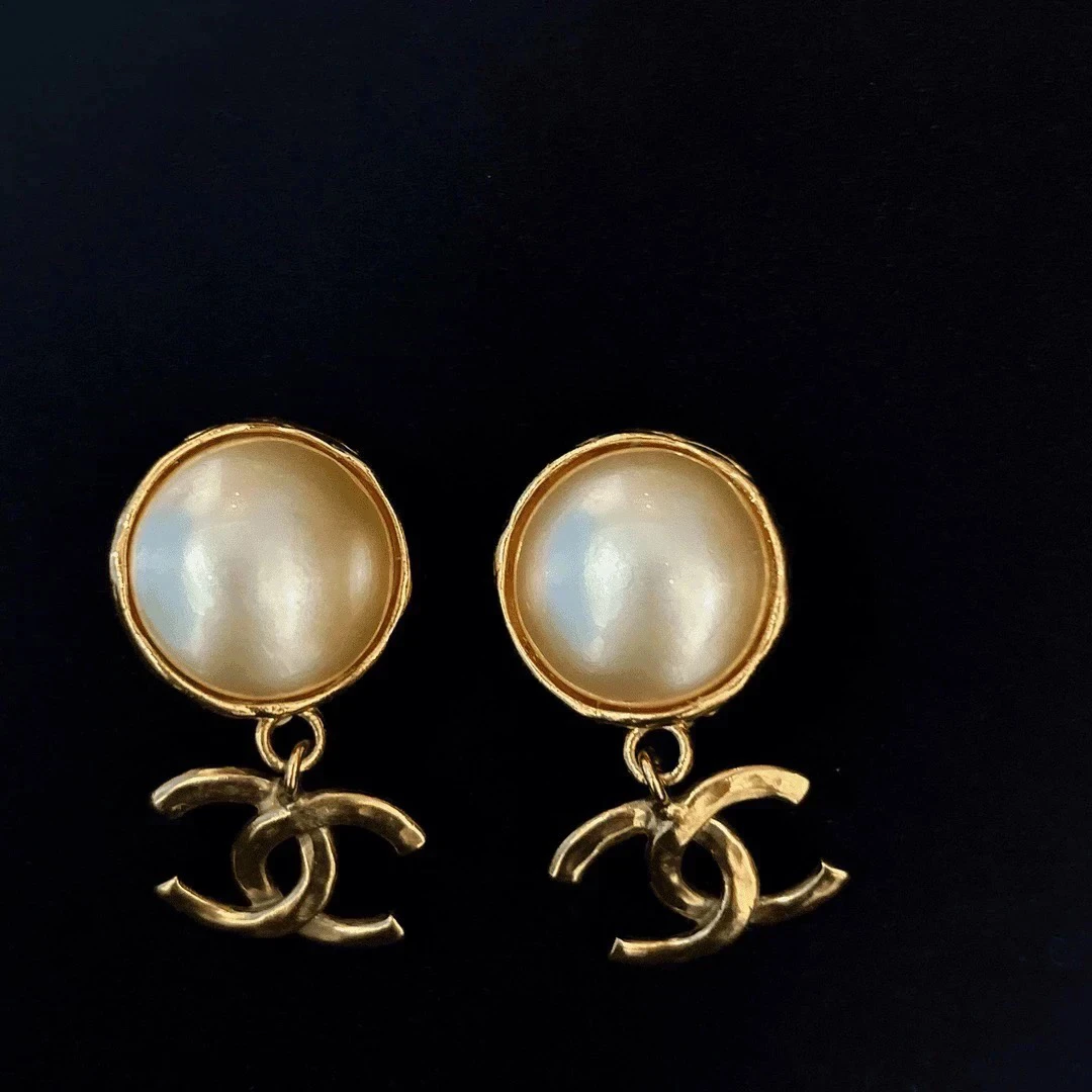 95新 Chanel/香奈儿 Chanel vintage香奈儿中古双c珍珠耳夹