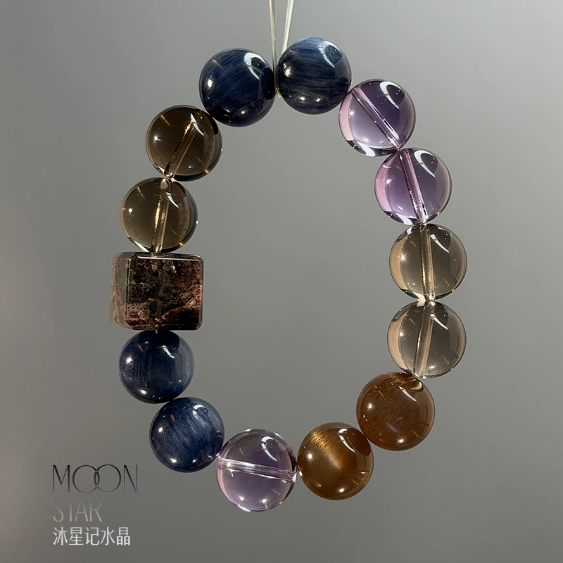 【安奈花园】紫水晶茶晶蓝虎眼搭配四季幽灵方糖