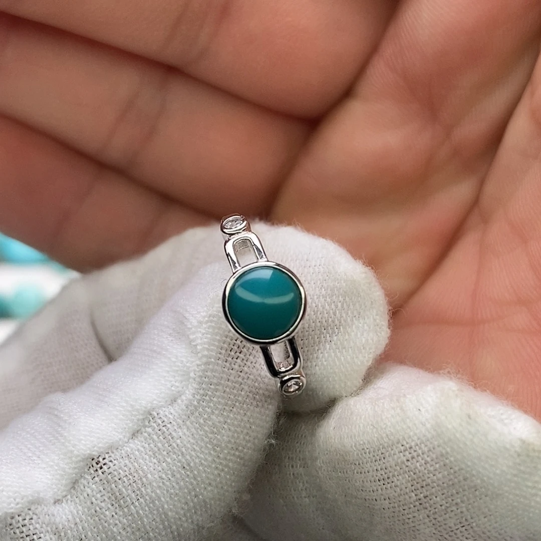 绿松石银S925镶嵌戒指