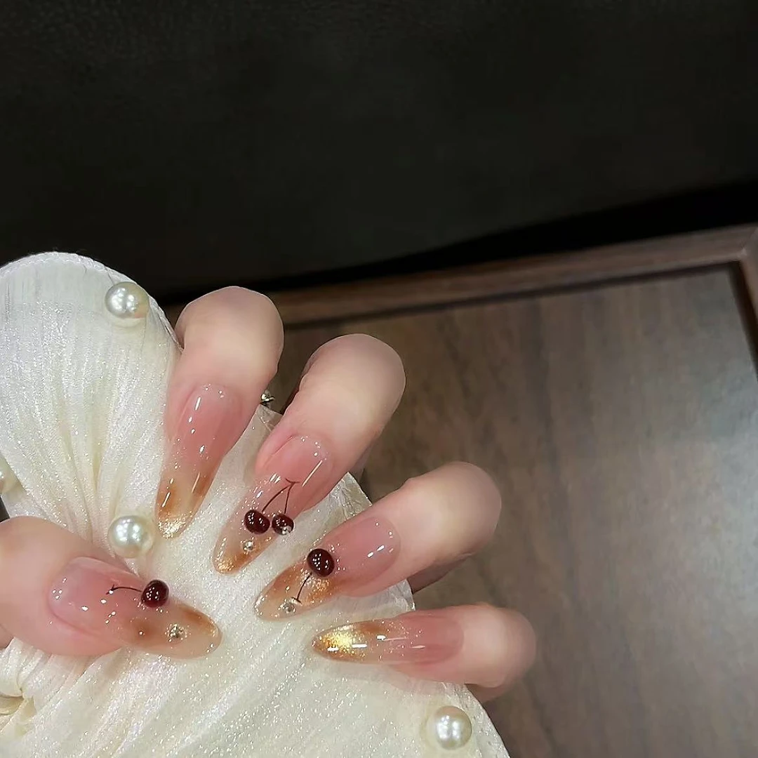 【车厘子派对】纯手工穿戴甲美甲可拆卸穿戴式持久反复使用 ZaA