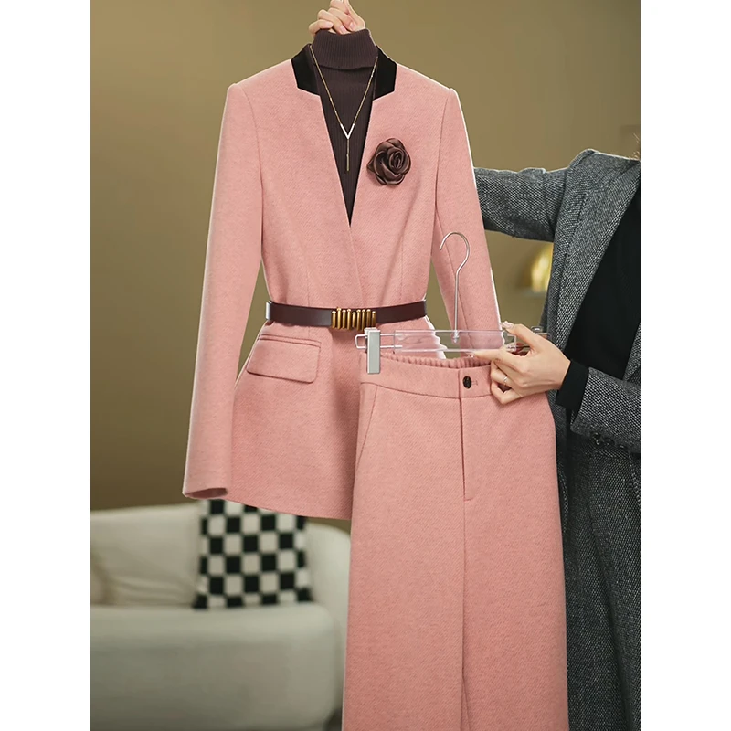 【卓曼定制】2024年冬季新款时尚设计师复古休闲气质修身套装