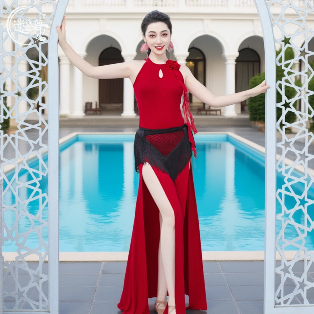 迷迭舞原创新款肚皮舞练功服连衣裙表演服装舞蹈演出服性感修身女