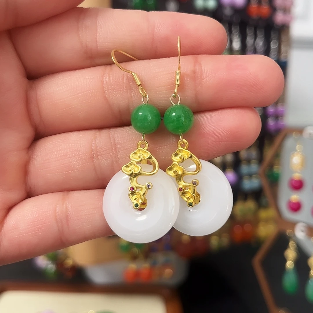 锆石纯铜925银耳饰