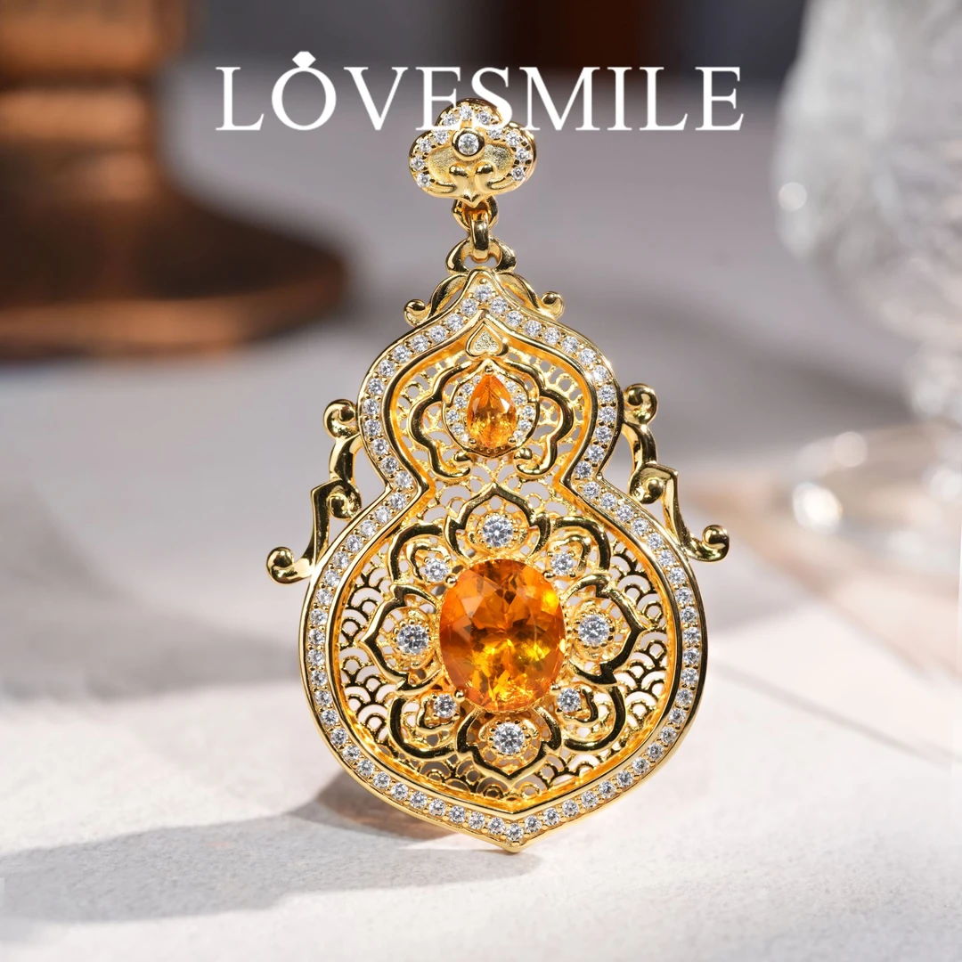 S925银黄晶吊坠精美时尚大气奢华