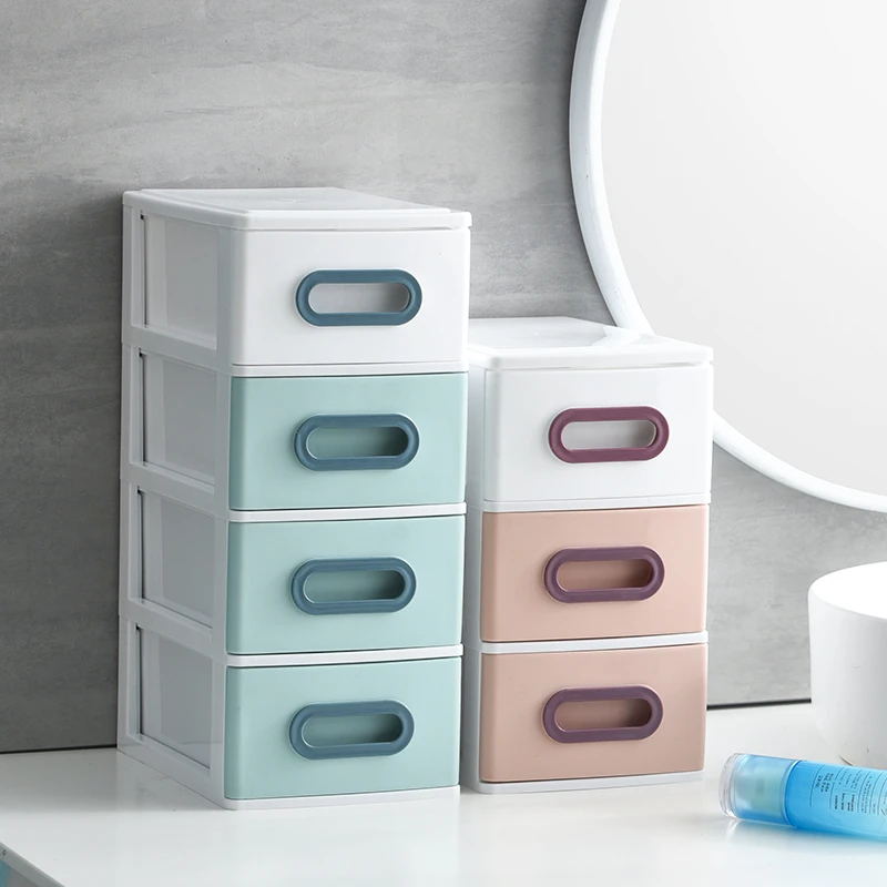 办公桌面收纳盒小抽屉式办公室桌上杂物化妆品塑料盒子多层储物箱