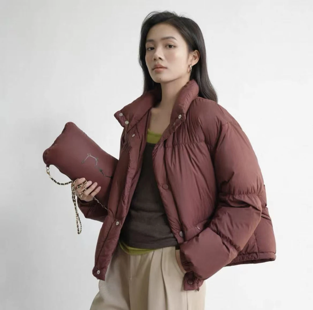 新款韩系简约时尚百搭短款90白鸭绒羽绒服（衣长57）