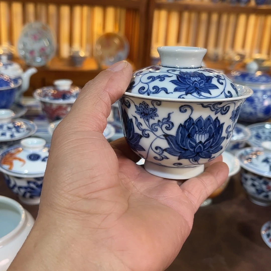 錡镇堂手工手绘盖碗