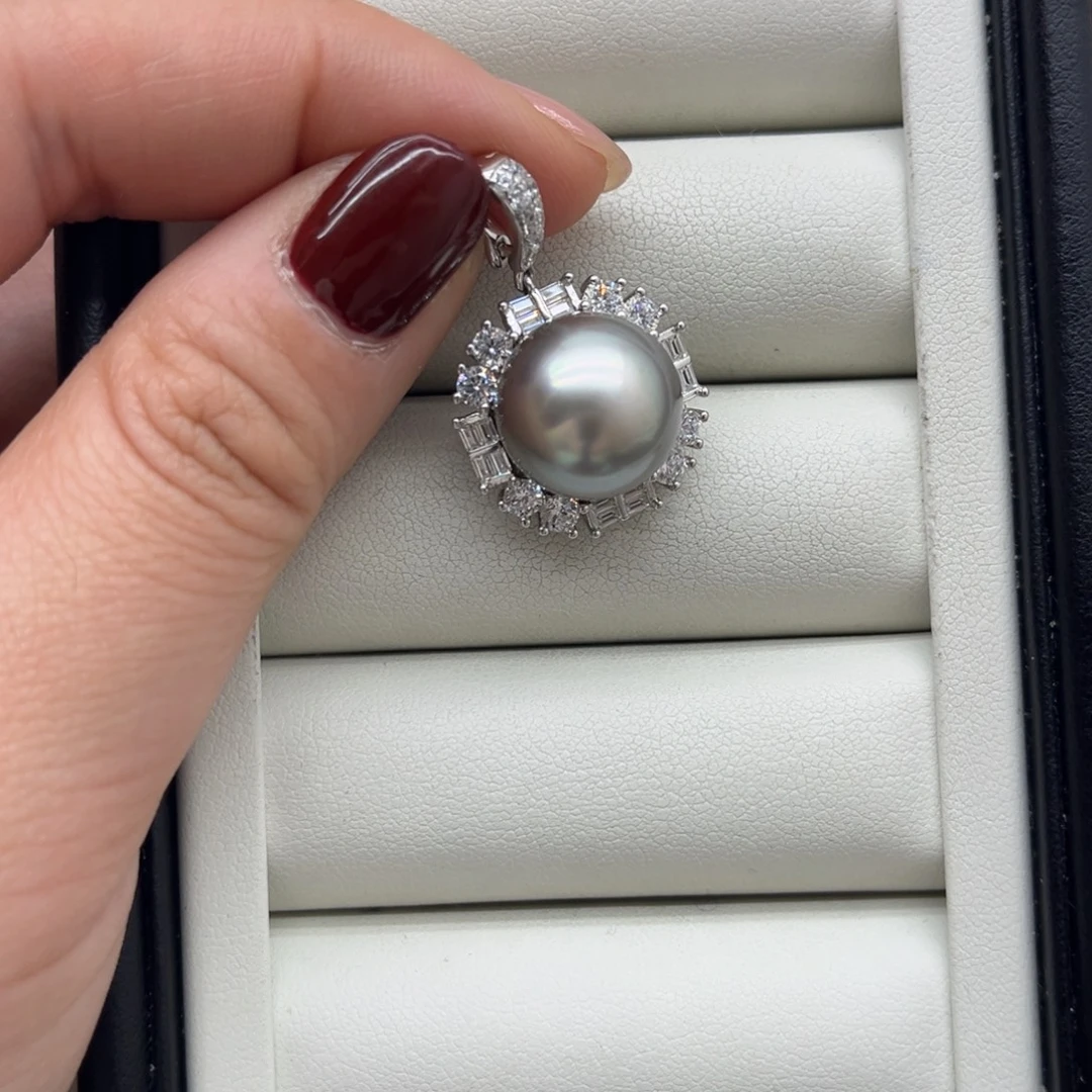 吊坠(不含链)银S925镶嵌海水珍珠