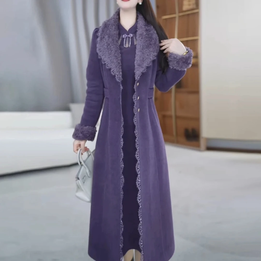 【外套+连衣裙】2025冬季新款洋气优雅气质显瘦洋气舒适保暖两件套