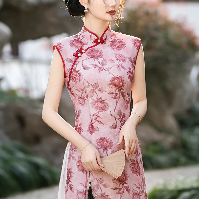 新中式旗袍2025新款夏装高端素雅国风复古改良日常可穿无袖连衣裙