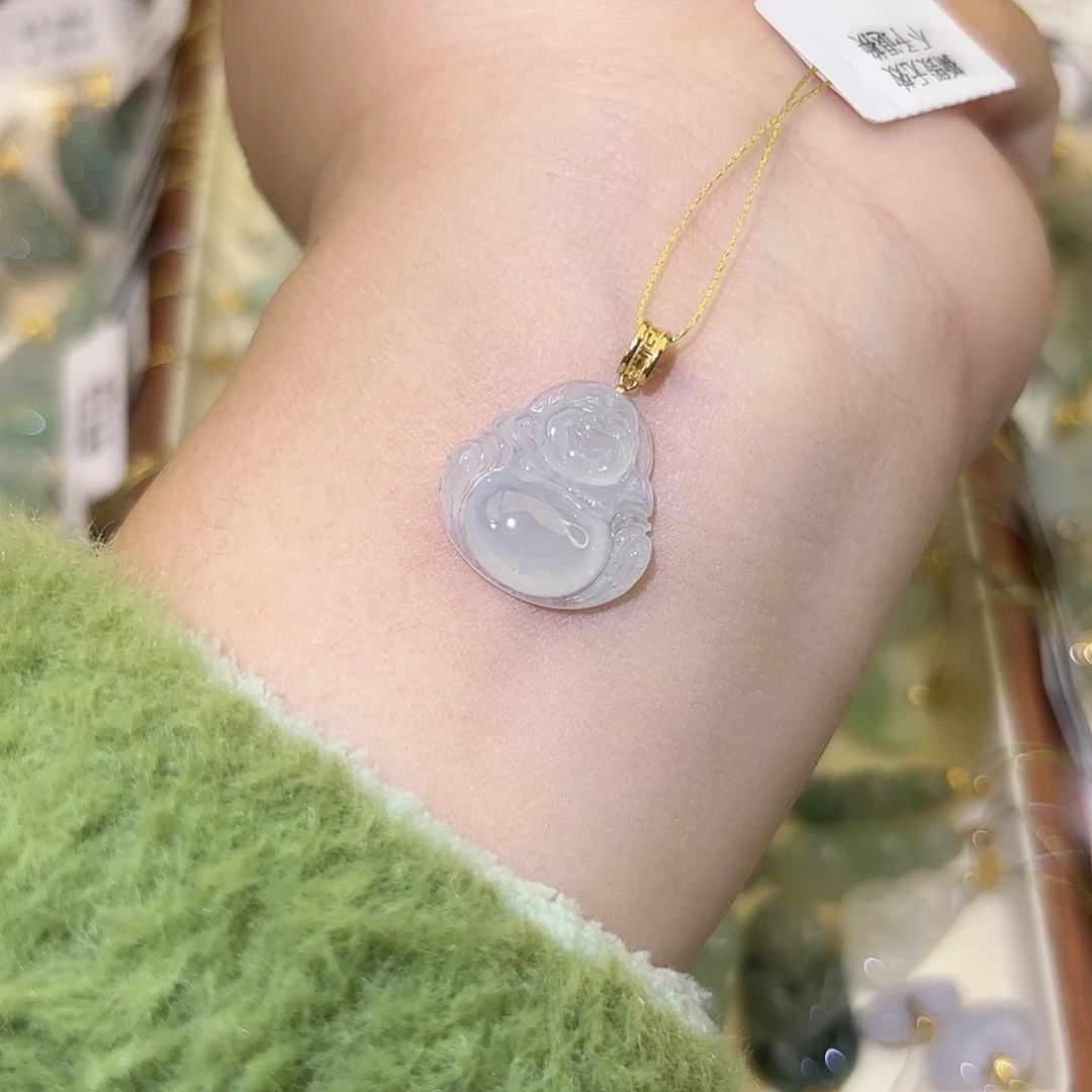 翡翠18K金镶嵌颈饰佛公