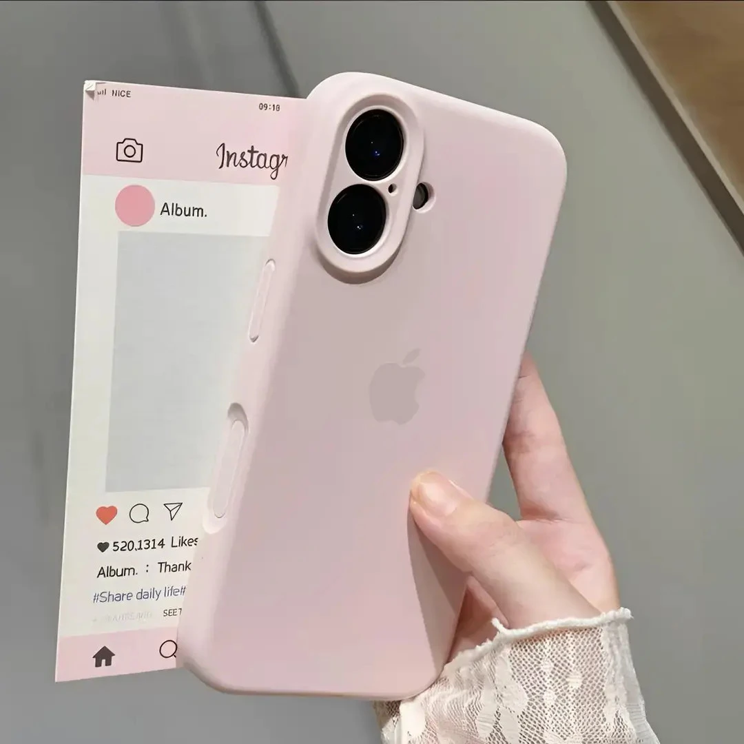 粉白色液态硅胶全包镜头适用苹果17promax手机壳防摔个性AI全包