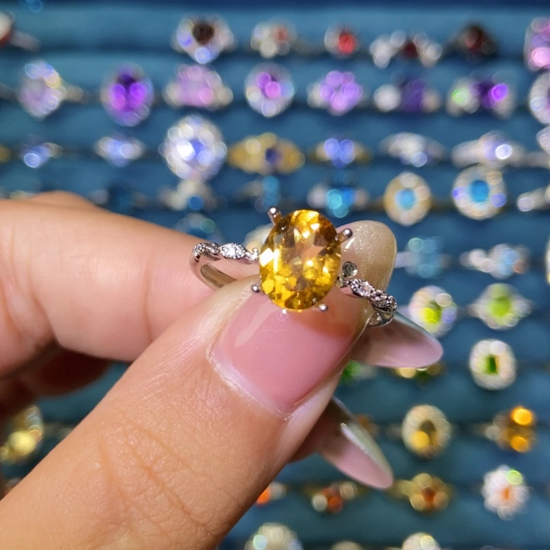 银S925镶嵌戒指黄晶