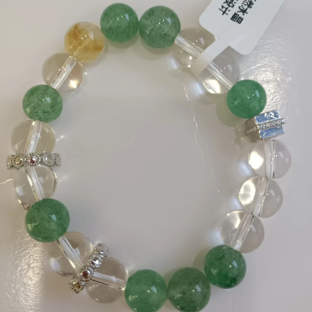 天然水晶原创设计草莓晶黄塔晶白水晶优雅时尚手串手链