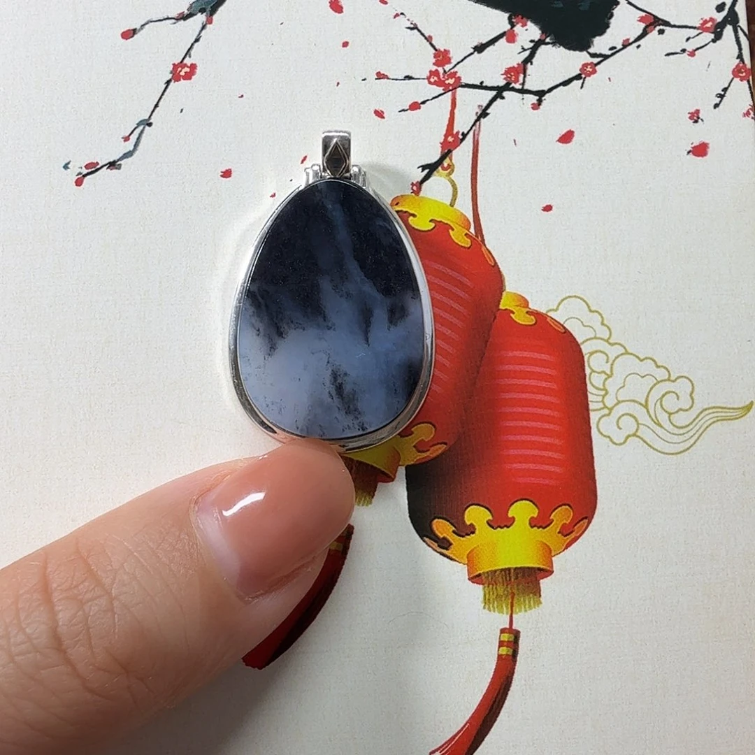 和田玉银S925镶嵌颈饰